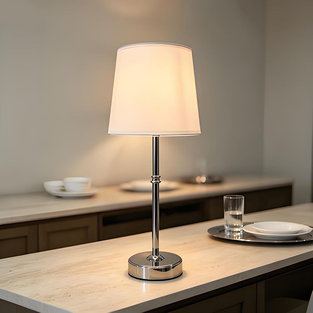 AoLa Lampada da tavolo vintage wireless, lampada da tavolo a batteria lampada da comodino dimmerabile touch control senza cavo Lampada a batteria ricaricabile USB da 1800mAh Comodino,Argento