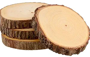 Wooden Bark Coasters/Slices | Wooden Coaster for DIY Crafts with Bark Edges Size- 3 inch Set of 6