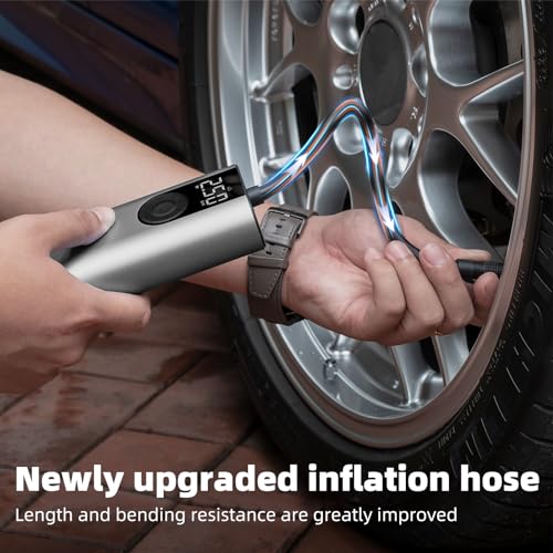 Image of ROCKBROS Air Pump Portable Cordless Tire Inflator 150 PSI 2600mAh Battery Powered Air Compressor with Tire Pressure Gauge for Car,Bicycle, Motorcycle, Ball and More