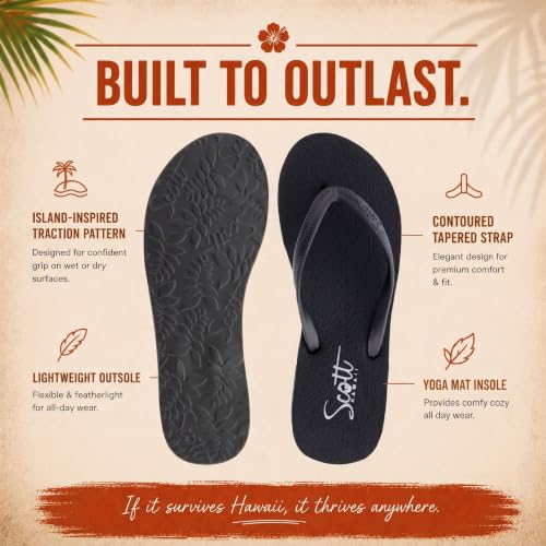 Scott Hawaii Women's Moena Plush Yoga Mat Footbed Slipper | Custom PVC Toe Straps | Waterproof Narrow Width Non-Marking | All Day Arch Support Comfortable Flip Flops for Ladies by Scott Hawaii - Used condition - Image 3