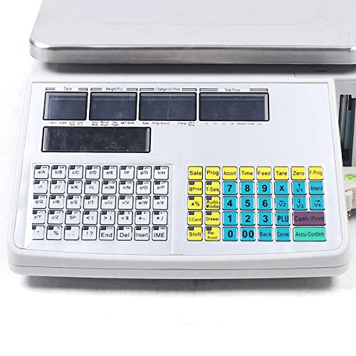 Báscula digital para supermercado, 30 KG, impresora miniatura 3