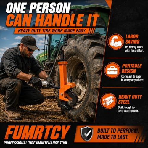 Image of Pneumatic Tire Bead Breaker Tool - Heavy Duty Bead Buster for Tractor, Farm, Car, ATV & RV Tires - On-Wheel Maintenance Tool with Dual Set Screws for Secure Grip (Orange(Pneumatic))