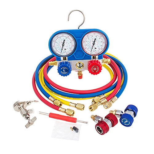 B4B BANG 4 BUCK AC Diagnostic Manifold Gauge Kit for Air Conditioning Charging/Vacuum Pump Evacuation, Fits R134A R404A R410A and R22 Refrigerants