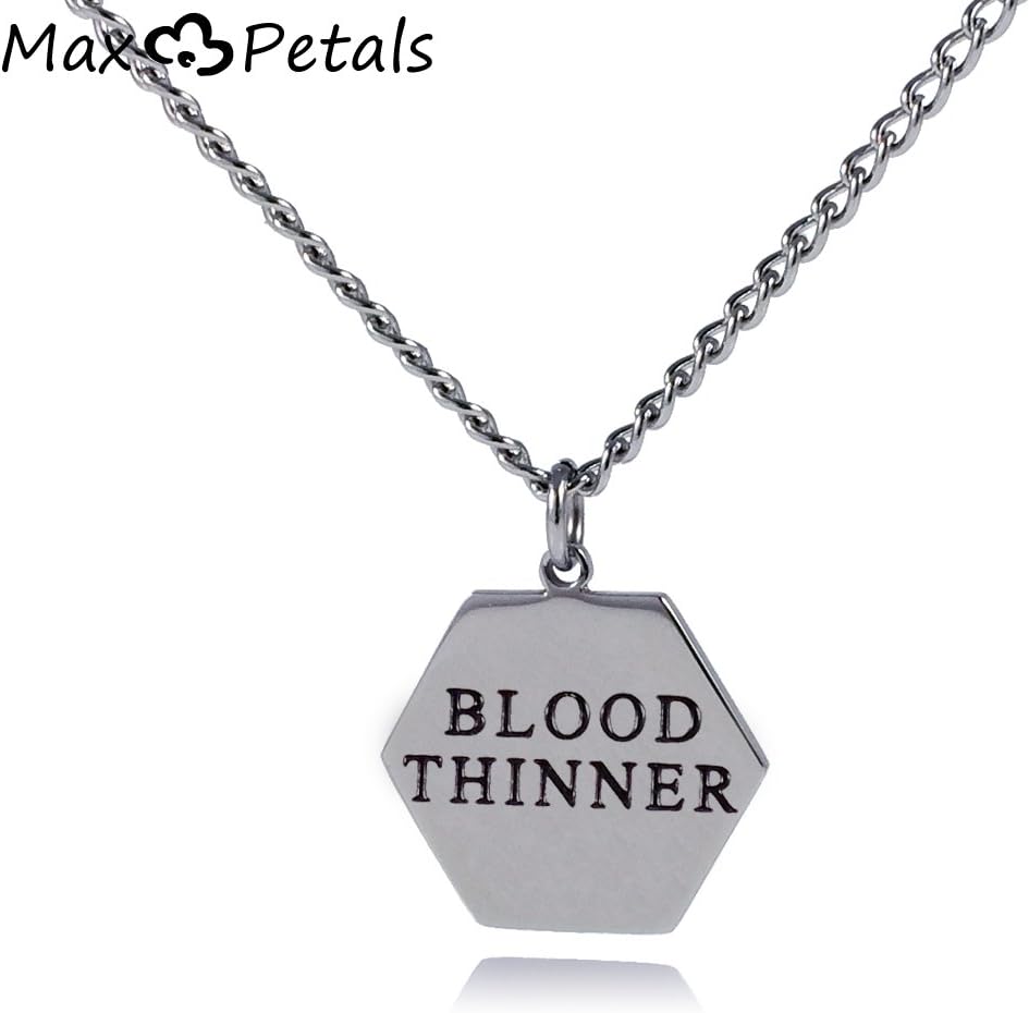 BLOOD THINNER Medical Alert ID Stainless Steel Pendant Necklace with 26" Chain