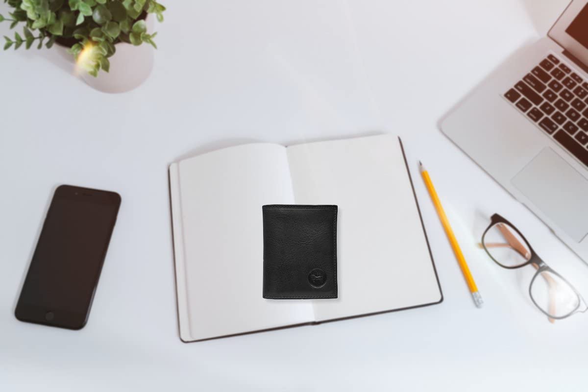 LOLUNA® Porte Monnaie Cuir véritable Compact et spacieux pour pièces, Billets et 2 Cartes bancaire, Homme et Femme Existe en Plusieurs Couleur (Noir)