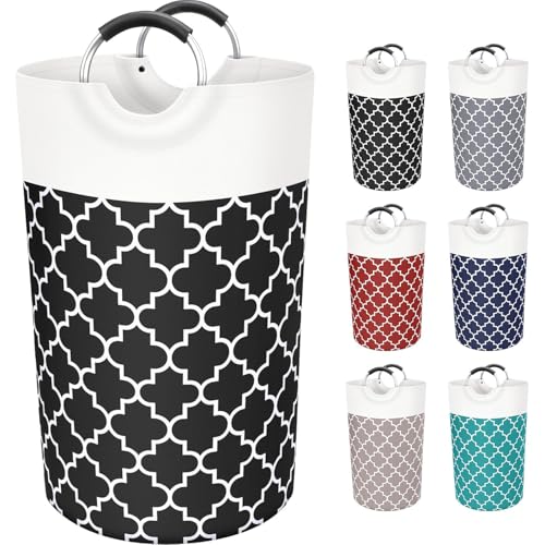 Image of 82L Large Laundry Basket, Collapsible Laundry Bag, Freestanding Tall Clothes Hamper, Foldable Washing Bin (BLACK 1)