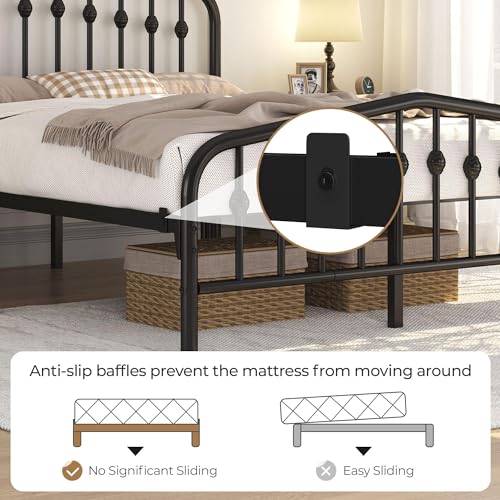 Yaheetech Queen Bed Frames Metal Platform Bed with Victorian Style Wrought Iron Headboard and Footboard/Easy Assembly/No Box Spring Needed/Black Queen Bed by Yaheetech - Image 5