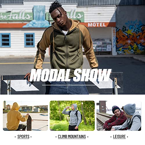 Aotorr Men's Hoodie Full Zip Long Sleeve Casual Novelty Sweatshirt Sport Outwear Khakigreen M #TOP4