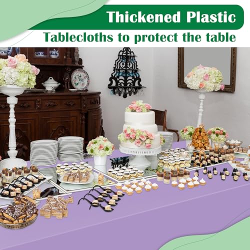 Image of Lavender 14 Pack 54 x 108 Inch Plastic Tablecloths, Disposable Rectangle Tablecloth, Party Table Cover Plastic Table Cloth