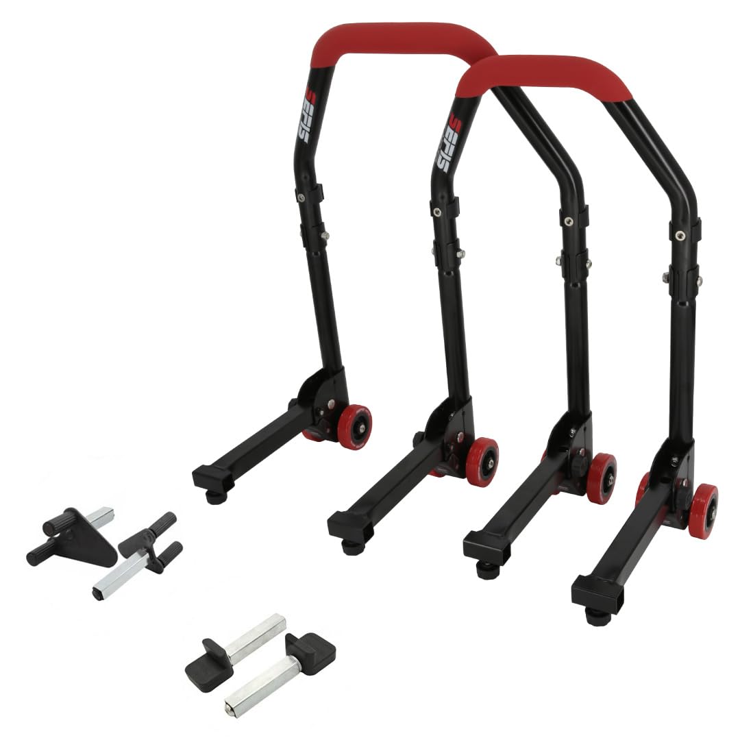 SEFIS M20 Ensemble de béquilles de moto avant et arrière Béquille de service avant et arrière Moto Béquille de montage arrière Moto Kit (Adaptateur : V-Logement/Standard)