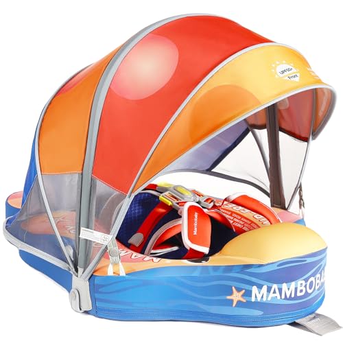 Image of Lurui Baby Floats for Pool with Canopy Removable Sun Protection Canopy Mambobaby Float Non Inflatable Upgrade Add Tail Avoid Flip Waterproof Skin-Friendly Infant Swim Float 3-24 Months