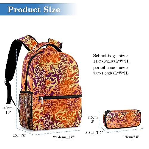 Sac à dos paysage impression impressionnisme avec trousse assortie multicolore - 2