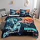 HOSIMA Basketball-BettwäscheSet für Erwachsene Jungen und Mädchen Schießen -Drucken Bettbezug mit 2 Kissenbezügen (Basketball01 S)