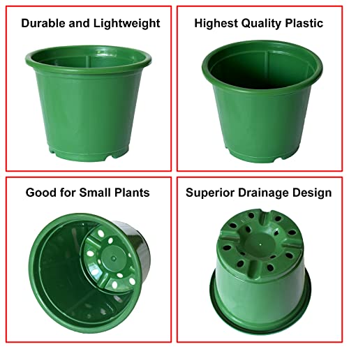 Image of Kuber Industries Durable Plastic Flower Pot|Gamla with Drain Holes for Indoor Home Decor & Outdoor Balcony,Garden,6 inchx5 inch,Pack of 5 (Green)