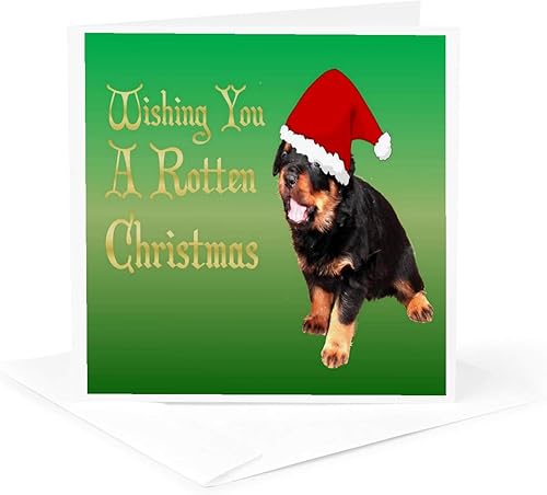 Miniatura 5 de 3dRose Juego de 12 tarjetas de felicitación, Rottweiler navideño podrido (gc_46905_2)