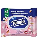 Tempo feuchte Toilettentücher Mein Verwöhnmoment: Mandelmilch und Panthenol, Duo Pack, 2 x 42 Tücher