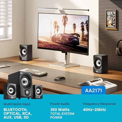 Image of Acoustic Audio by Goldwood Bluetooth 2.1 Speaker System 2.1-Channel Home Theater Speaker System, with Optical /Aux /USB /SD Inputs Black (AA2171)