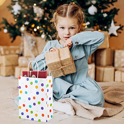 Image of BLEWINDZ 32Pcs Rainbow Small Gift Bags Bulk with 32Pcs Tissue Paper - Colorful Polka Dots Goodie Bags with Handles for Party Favors, Kids Birthday, Baby Shower, Wedding, Shoppings