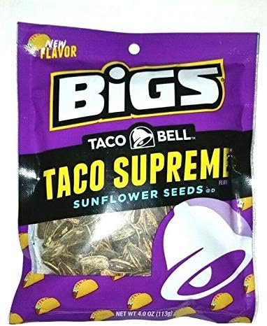 BIGS Taco Bell Taco Supreme Sunflower Seeds 4 Ounce Bag! Crispy Taco Shell Flavored Sunflower Seeds! Perfect On-The-Go Snacking! Delicious Crunchy Flavorful Snack!