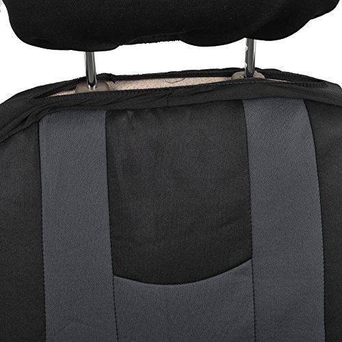 Bdk Rome Sport Car Seat Covers, Full Set (Charcoal On Black) – Front And Rear Bench Back Seat Cover Set, Easy To Install With Two-Tone Accent, Fits Most Auto Truck Van Suv #TOP6
