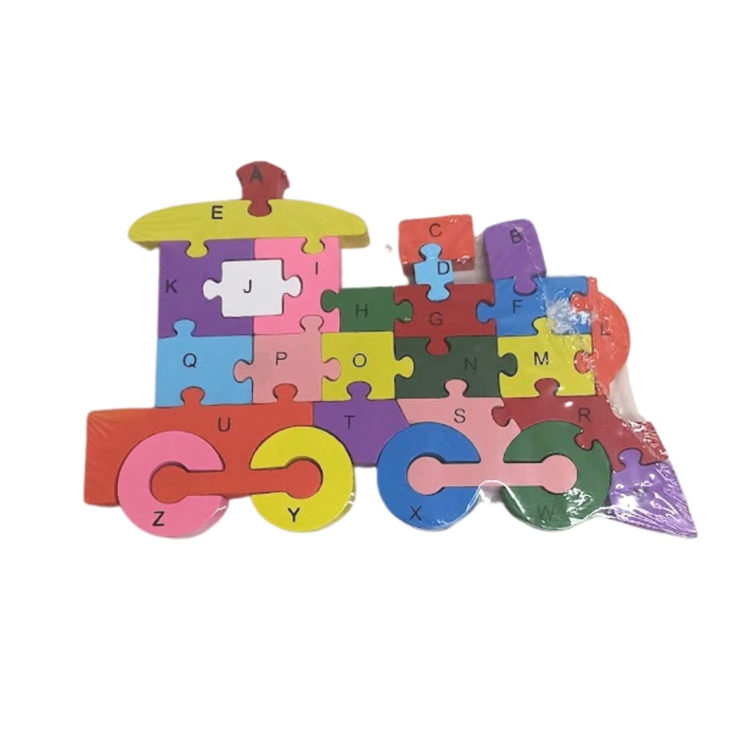 Train Engine Alphanumeric Jigsaw Puzzle for Kids (26 Pieces) with Free Denim Storage Bag