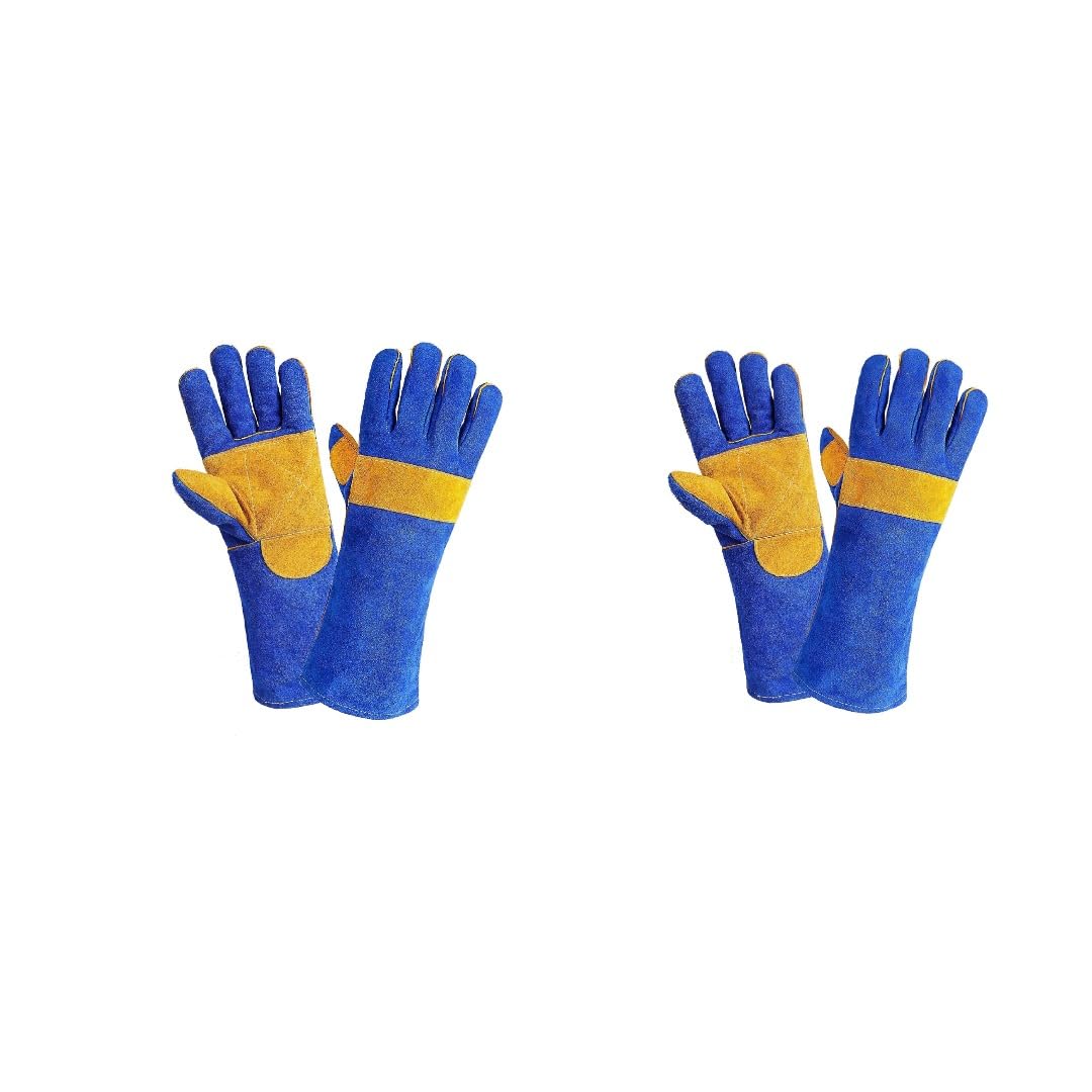 RHINRS Multipurpose Leather Gloves for Animal Handling for Safety from Dogs, Cat, Birds & for Industrial Use (16 Inches, Blue Yellow) - Pack of 2 (B0CZ9STB5S) Amazon Price History, Amazon Price Tracker
