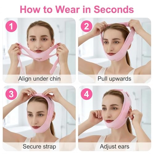 Image of V-Line Face Slimming Band for Women & Men | Face Lifting Strap | Chin Lift Belt | Jawline Support Wrap | Reusable Elastic Face Sculpting Mask | Comfortable Beauty Band for Home & Sleep Use