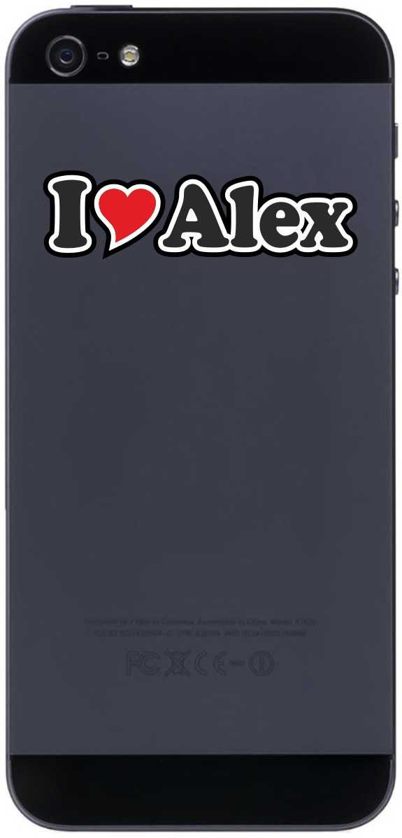 INDIGOS UG - Decal Sticker Mobile Phone Handy Skin 50 mm - I LOVE Alex - Smartphone mobile phone - sticker with name of man woman child