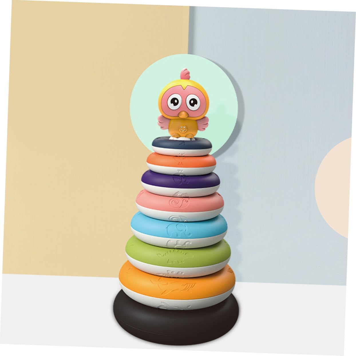 Educational Rainbow Ring Stacking for Over Stackable Rings Building Blocks to Develop Hand-Eye Coordination and Grasping Skills Safe Material Fun Plaything for Early Learning