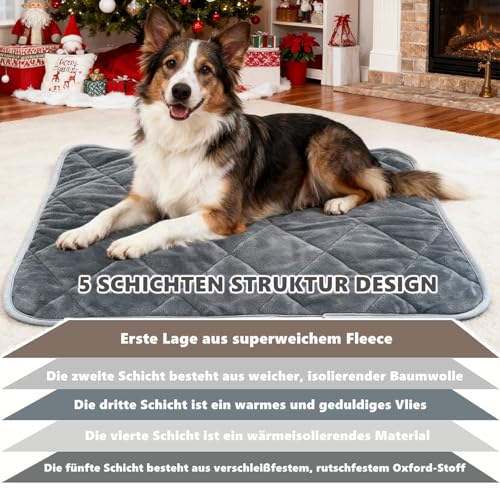Norhogo thermo matte tiere, wärmekissen hund, wärmekissen kleintiere, katzenhöhle warm, wärmedecke hasenstall, selbstheizende decke, wärmematte katze für Katze Welpen Reise Camping, 40x50cm Marineblau