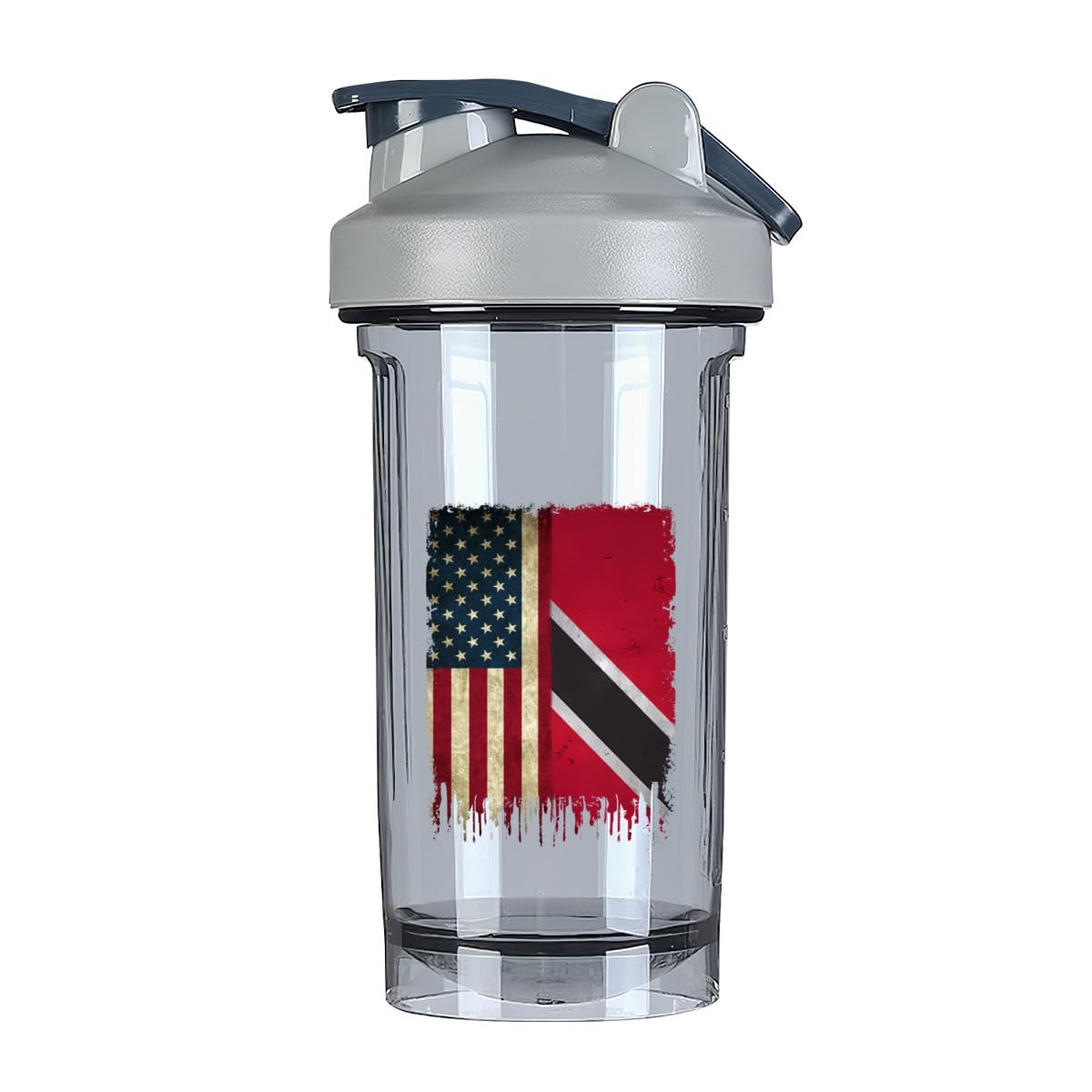 Vintage Trinidadian and Tobagoans Flag 8 18 Ounce Shaker Cup,Fashion Theme Pattern Shaker Bottle Leak-proof Workout Shake Bottles 500ML/18 oz Perfect for Pre Workout Gray 0