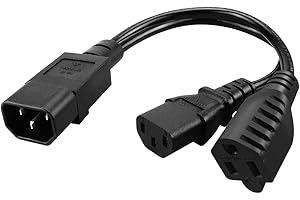 IEC 320 C14 to C13+5-15R Y Split Short Power Adapter IEC Splitter