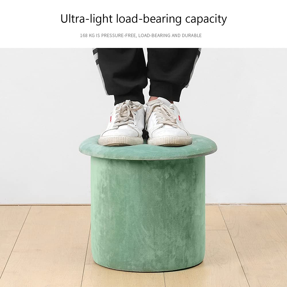 Pouf Contenitore Rotondo Wimarsbon In Velluto Orsacchiotto, Con Gambe In Legno, Poggiapiedi O Tavolino, Per Soggiorno E Corridoio, Carico Max 136 Kg - 2