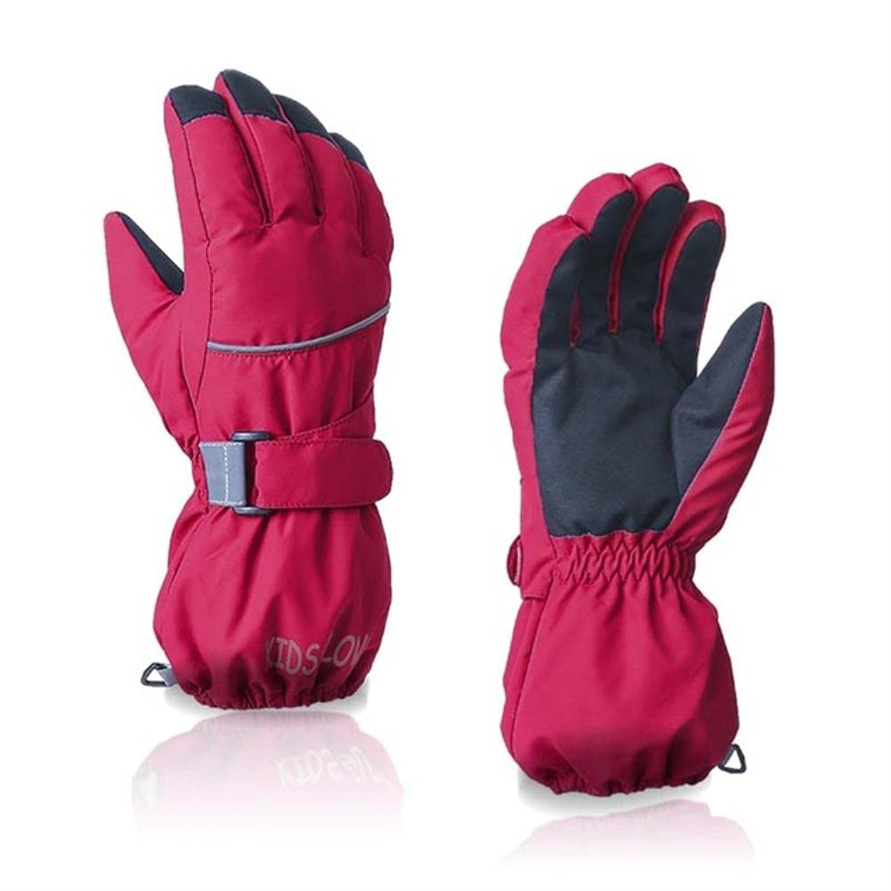 UKKO Guanti invernali Guanti Da Sci Impermeabili Per Bambini Inverno Inverno Caldo Guanti Da Sci Pieno Dito Per Ragazzi E Ragazze-Red,4-6 Years Old