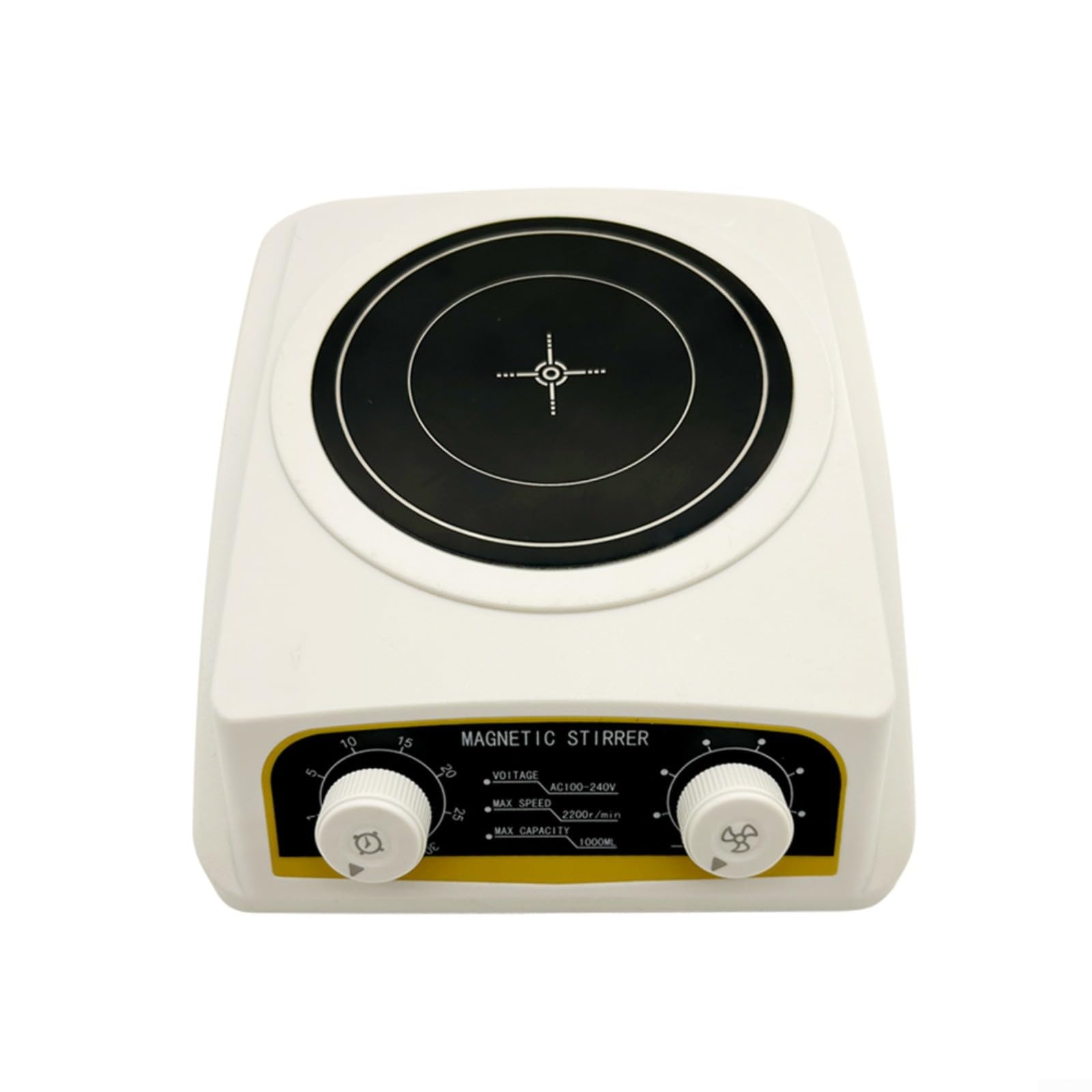 Agitador magnético con motor sin escobillas, regulable sin niveles, 2200 rpm, temporizador 1-30 min para soluciones de laboratorio, mezclador silencioso de ABS y aluminio con ventosas
