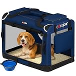 CADOCA® Large Dog Crate - Fabric | Dog Cage Foldable Portable Indoor & Car Travel Pet Carrier for Pets | Lightweight with Mesh Windows | Puppy, Kitten, Dog, Cat Carrier 70x52x50cm Navy Blue