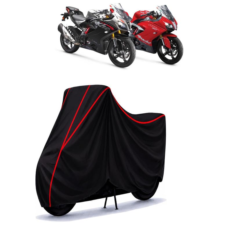 Image of TVS Apache RR 310 BS6 Water Resistant Bike Cover for All Motorcycles & Rain | Heavy Duty Taffeta Fabric | UV Protection, Dustproof, Scratchproof | All Weather Two Wheeler Cover with Elastic Bottom