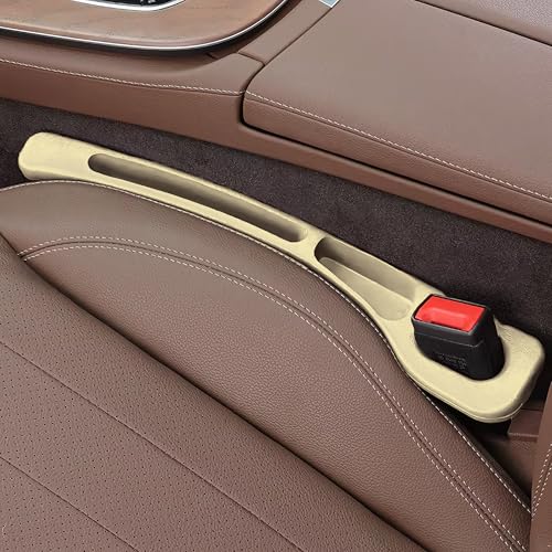 Image of SIAGO SIA126 Car Seat Gap Filler -Slot for Storing Phone, Cards & Coins - Prevents Items from Dropping - Universal Fit for Car (Beige)