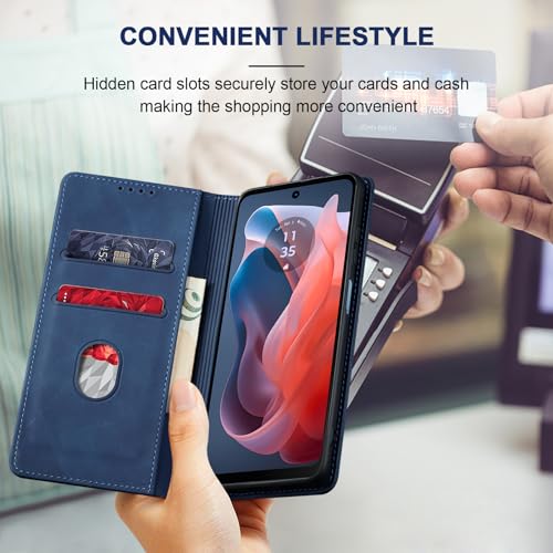Image of Jasonyu Flip Wallet Case for Moto G Play 4G (2024),Blue