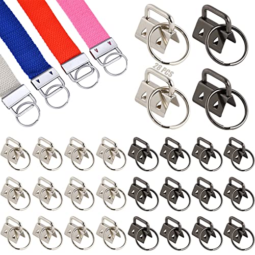 Ébauches de lanière 28 pièces matériel de bracelet pour bandes anneaux fendus porte clés fermoirs porte clés porte clés bricolage pour la fabrication Pour faire des lanières bricolage Cover