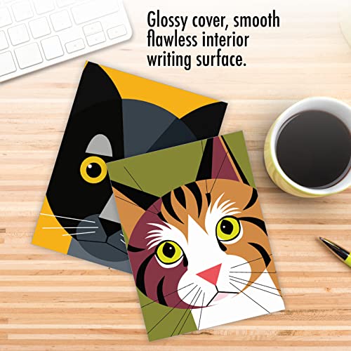 Image of The Best Card Company 10 Assorted Thank You Cat Lovers Notes Bulk Box Set 4 x 5.12 Inch with Envelopes (10 Designs, 1 Each) For Men and Women, Cubic Cats M6730TYG