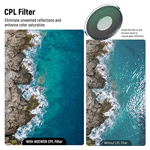 Image of NEEWER 5PCS ND Filter Kit Compatible with DJI Osmo Action 3, CPL ND8 ND16 ND32 ND64 Neutral Density Filter HD Optical Glass Multi Layer Coated Aluminum Alloy Frame for Action Camera Accessories
