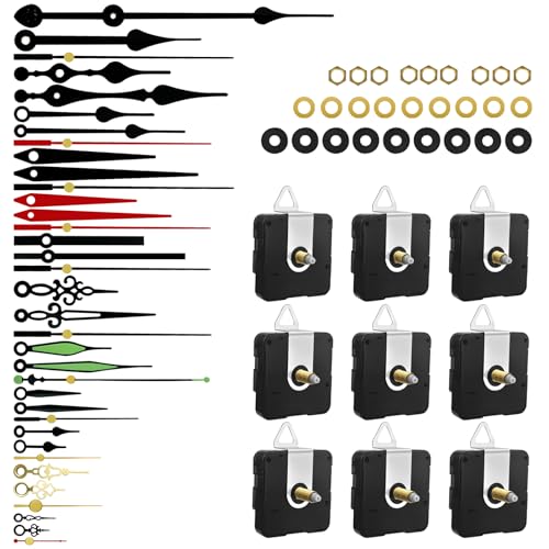 9PCS High Torque Long Shaft Clock Mechanism with 12 Pairs Clock Hands, Quartz Clock Movement Battery Operated Clock Motor for Wall Clock Mechanism Replacement DIY Repair Parts ( 16/20/23mm)