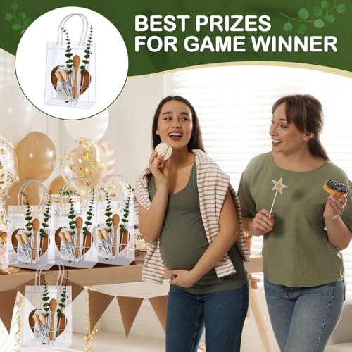 55Pcs Baby Shower Prizes for Game Winners 6 Sets Charcuterie Board with Spoons Butter Spreaders Forks Plaid Towel Thanks Card and Gift Bags for Bridal Shower Favors Party (Heart Shaped)