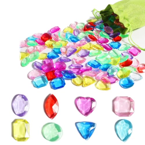 Cevikno 150 Piezas de Piedras Preciosas para niños,Gemas de Buceo,Búsqueda del Tesoro Pirata, Cristales para Fiestas, jarrones, Manualidades, decoración, Tesoro