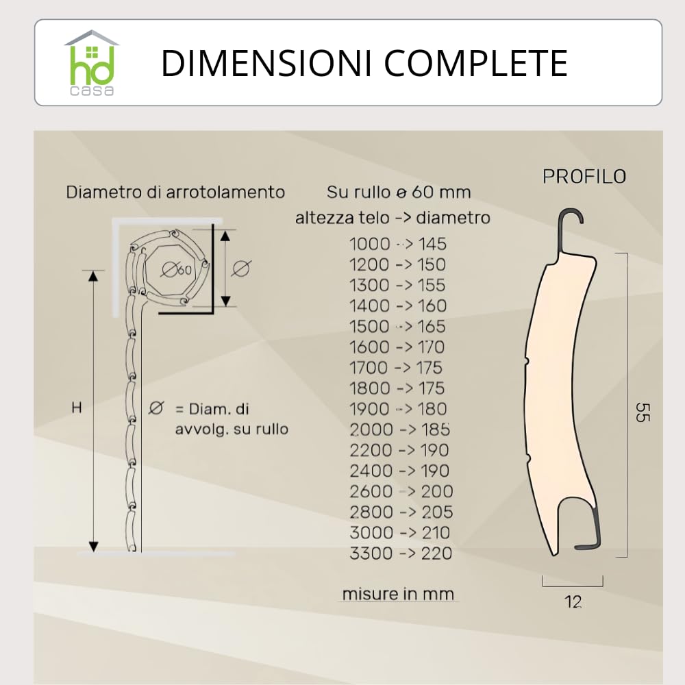 HD CASA Tapparella Avvolgibile in Alluminio Coibentato, Made in Italy, Personalizzabile su Misura e Colore a Scelta, fai da te, Tapparelle finestre Modern