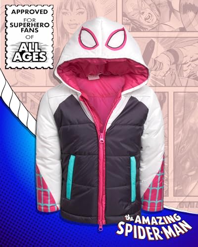 Marvel Girls Snowsuit Set - 2 Piece Ghost Spider Gwen Insulated Winter Jacket & Ski Bib Overalls for Kids2