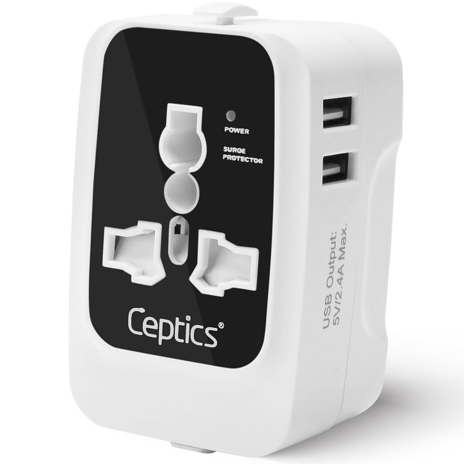 Ceptics International Travel Adapter, Universal Charger, 2X 2.4A USB-A with 15W Output, Universal Socket for Global use, CE & RoHS Certified– Black/White (3 Pack)-image-7