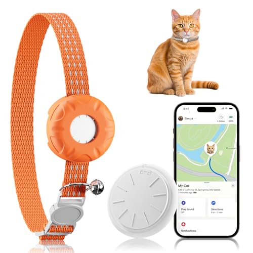 Cat Tracker, No Monthly Fee GPS Tracker, Compatible with Apple Find My App(Only iOS), Waterproof Cat...