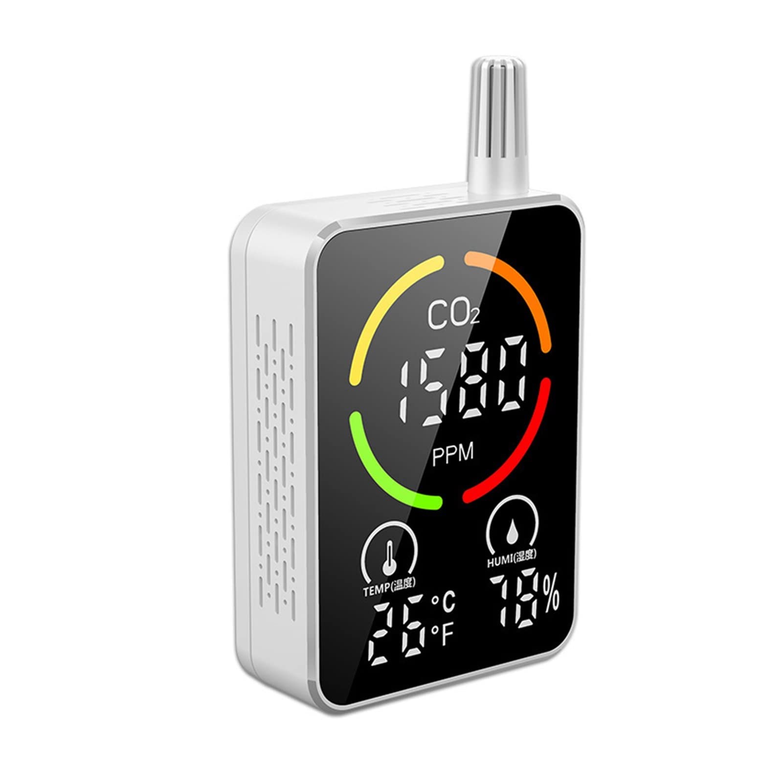 Llawqsm Bianco Gas Detector, Gas Detector Infrared Carbon Dioxide To Detect Temperature And Humidity Co2 Concentration Air Quality(Bianco)